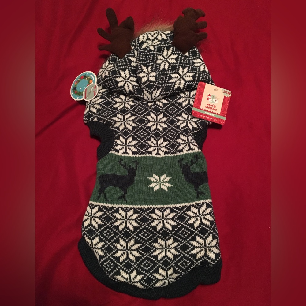 Woof & Whiskers Holiday Pet Sweater Medium Animal Dog Cold Pets NWT Christmas